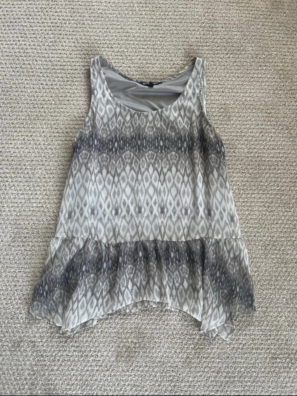Express Gray Ikat Peplum Tank Top